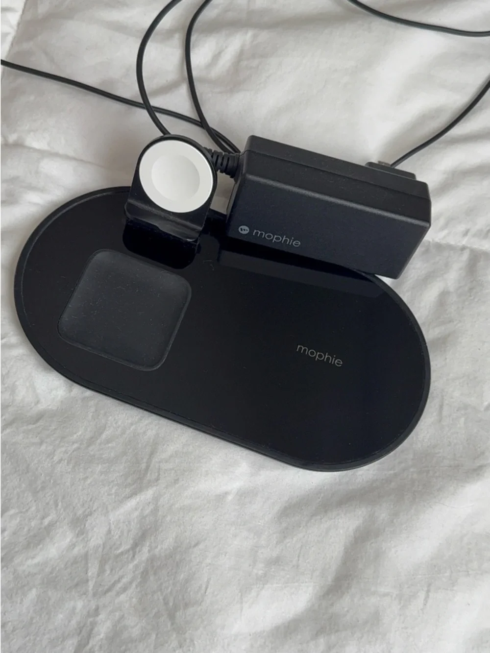 Morphine Black Dual Wireless Charging Pad with Apple Watch Stand